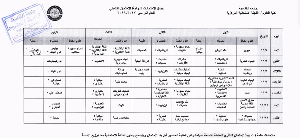 جدول دور تكميلي ثالث